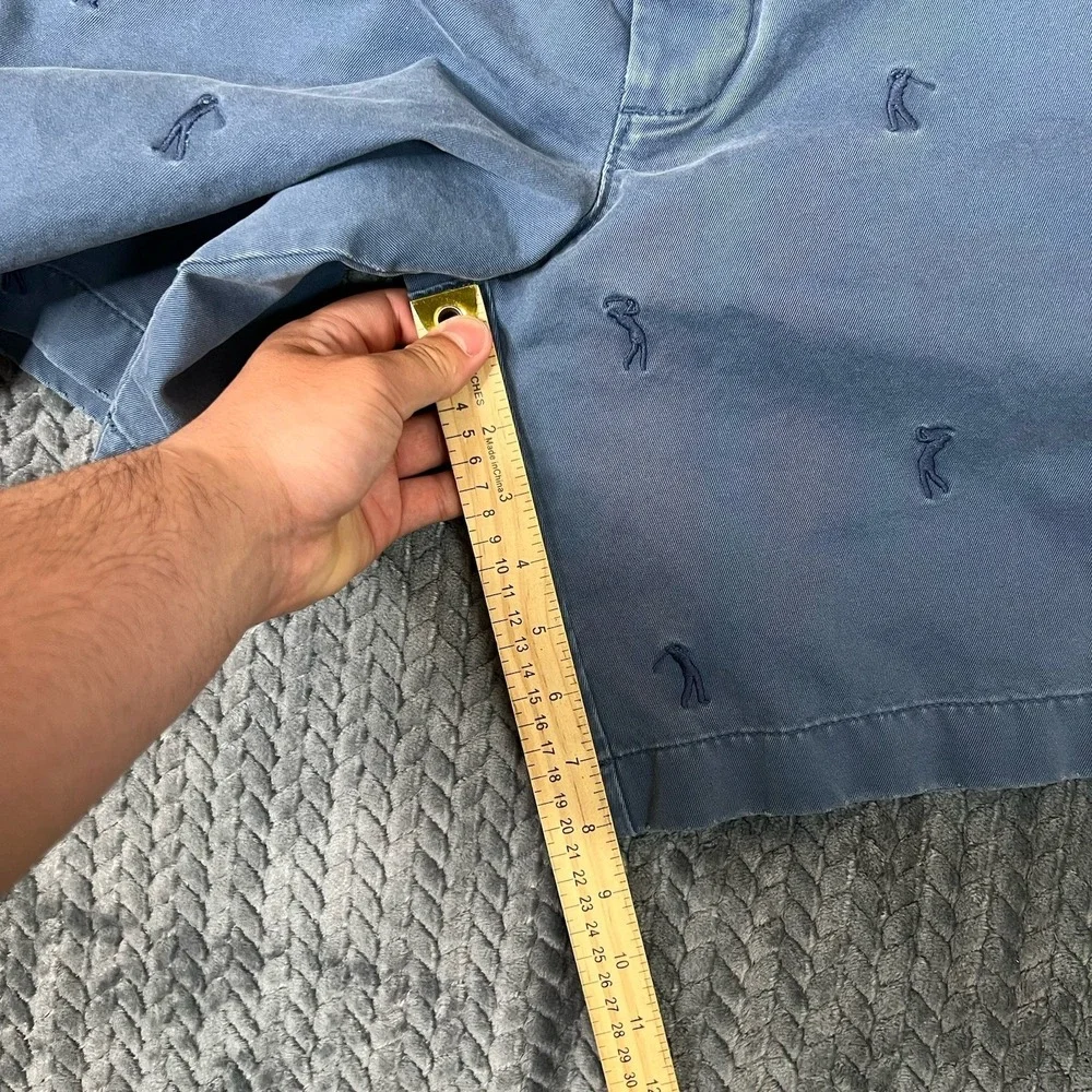 Vintage J. Crew Mens Sz 33 Embroidered Golf Logo Shorts Light Blue Cotton Twill